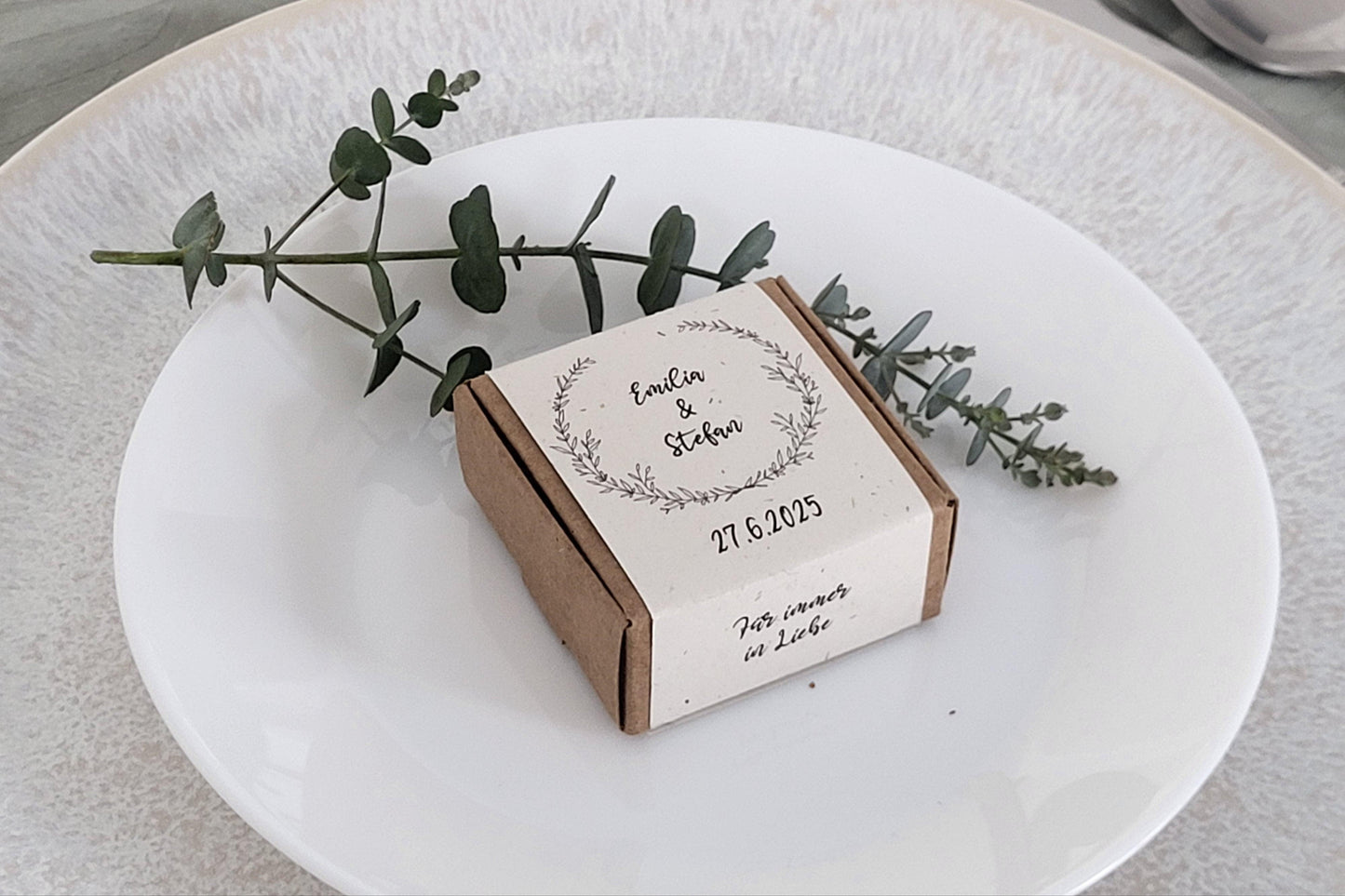 Premium Gastgeschenk personalisierte Hochzeitsseife